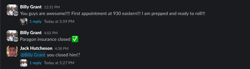 Slack praise from Billy Grant