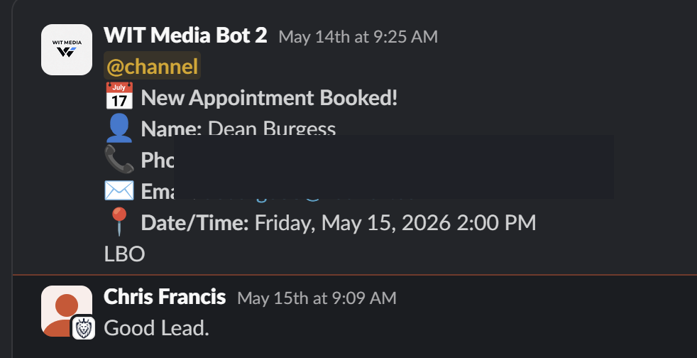Good lead Slack thread follow up