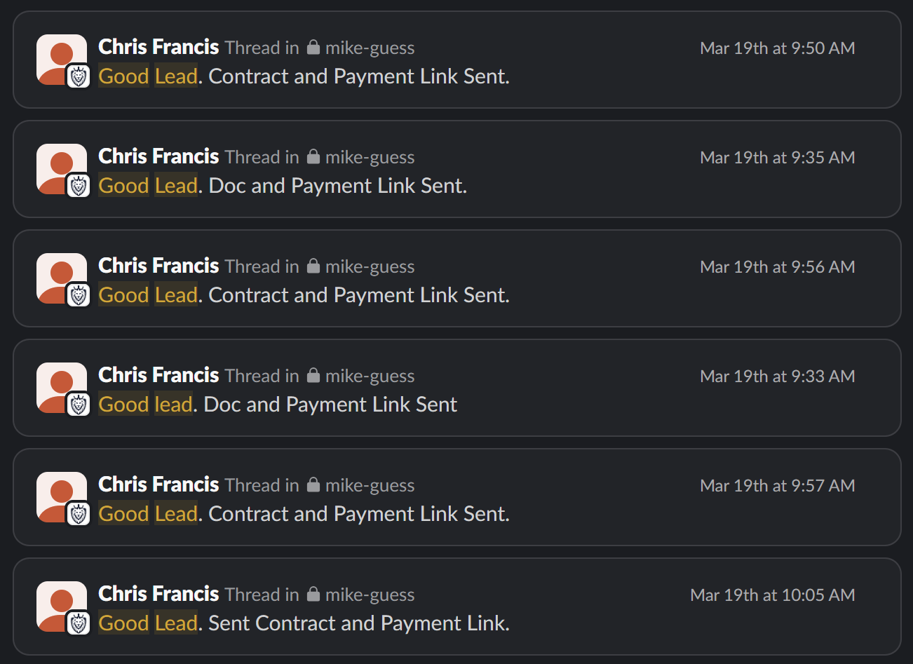Good lead payment link proof